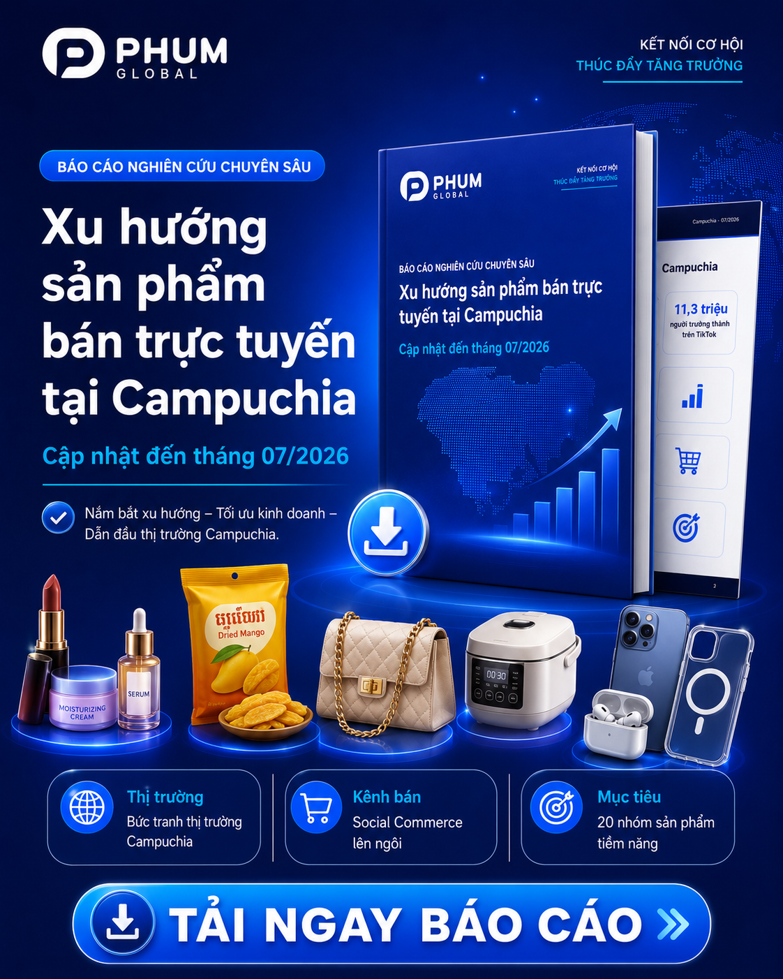 Bìa báo cáo xu hướng sản phẩm bán trực tuyến tại Campuchia 07/2026